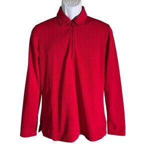 Lady Hogan Women's 1/2 Zip Long‎ Sleeve Golf Shirt Red Large